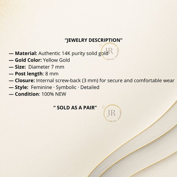 14K Yellow Gold Tree of Life Stud Earrings · Meaningful Gift for Mom. - Picture 8 of 8